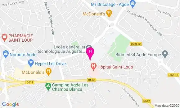 Localisation Hôpital Saint Loup
