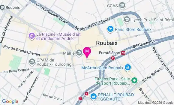 Localisation Cente de santé Dentaire Roubaix