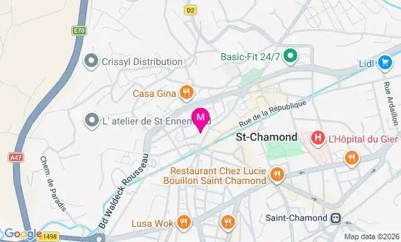 Localisation Centre Dentaire Mutualiste Saint Chamond