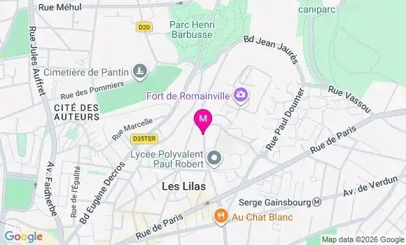 Localisation Centre de Santé Municipal les Lilas
