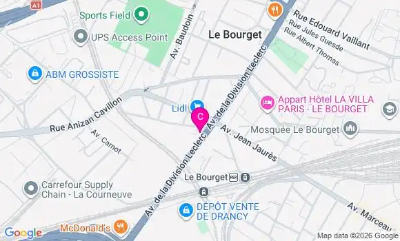 Localisation Centre de Santé Dentaire Bourget Courneuve