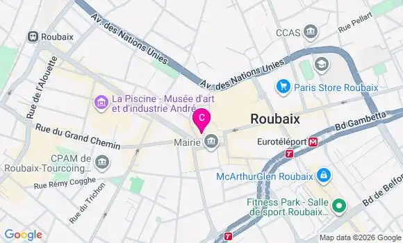 Localisation Centre de Santé Dentaire Tourcoing