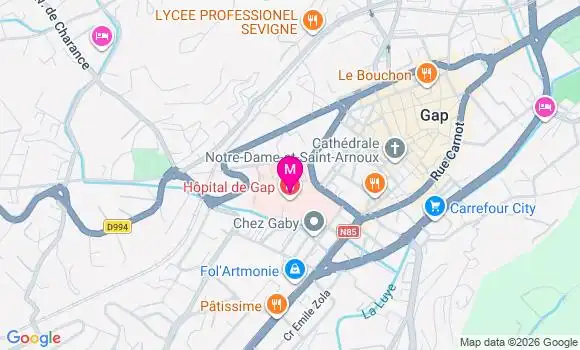 Localisation Hôpital de Gap