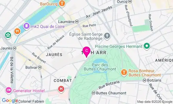 Localisation Centre de Santé des Buttes Chaumont