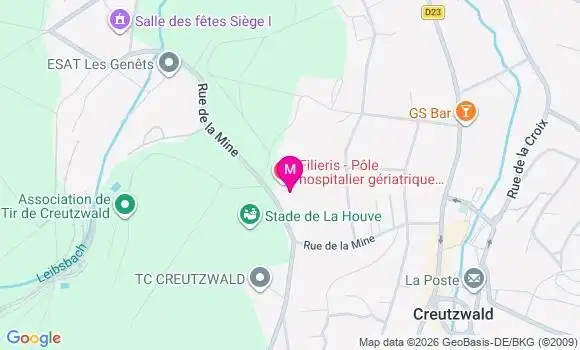 Localisation Ehpad Filieris les Lupins a Creutzwald