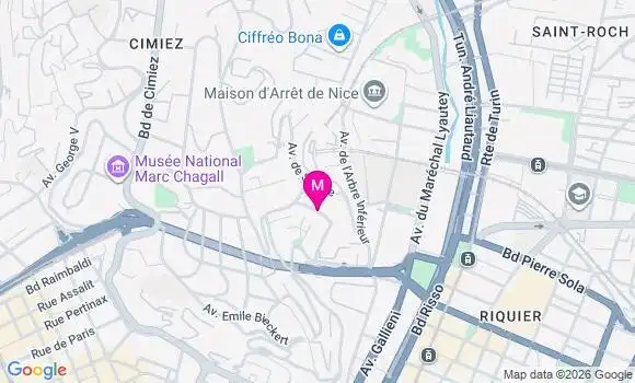 Localisation Centre de Santé Dentaire de Nice