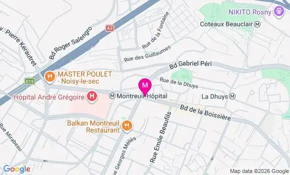 Localisation Centre de Santé Dentaire de Montreuil