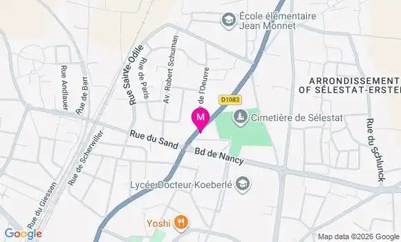 Localisation Centre de Santé Dentaire de Selestat