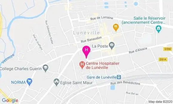 Localisation Centre Hospitalier de Lunéville